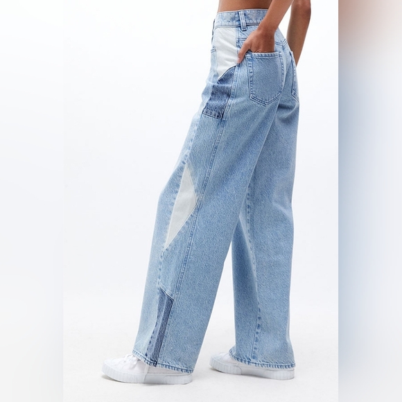 Pacsun High Rise Wide-leg Baggy Jeans With Patchwork Side Panels, Size 25 - Picture 2 of 12